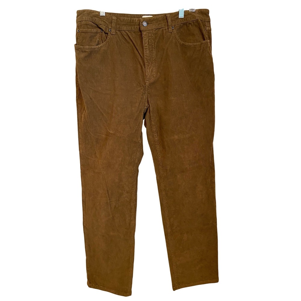 Flint and Tinder Mens Straight Fit Corduroy Pants Brown 36x32 5-Pocket Stretch